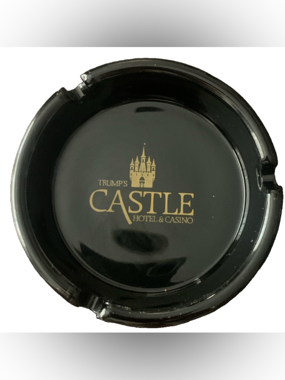 Vintage Ashtray Trump's Castle Hotel & Casino 3 Position Black Gold